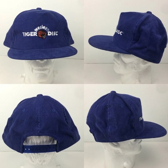 Rare Vintage 80s Retro Weiler Tiger Disc Baseball Hat Blue Corduroy Snapback - Picture 5 of 5